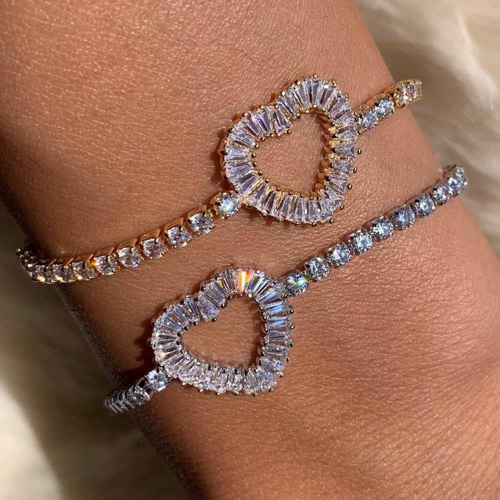 Crystal heart bracelet gold silver - Picture 2 of 7